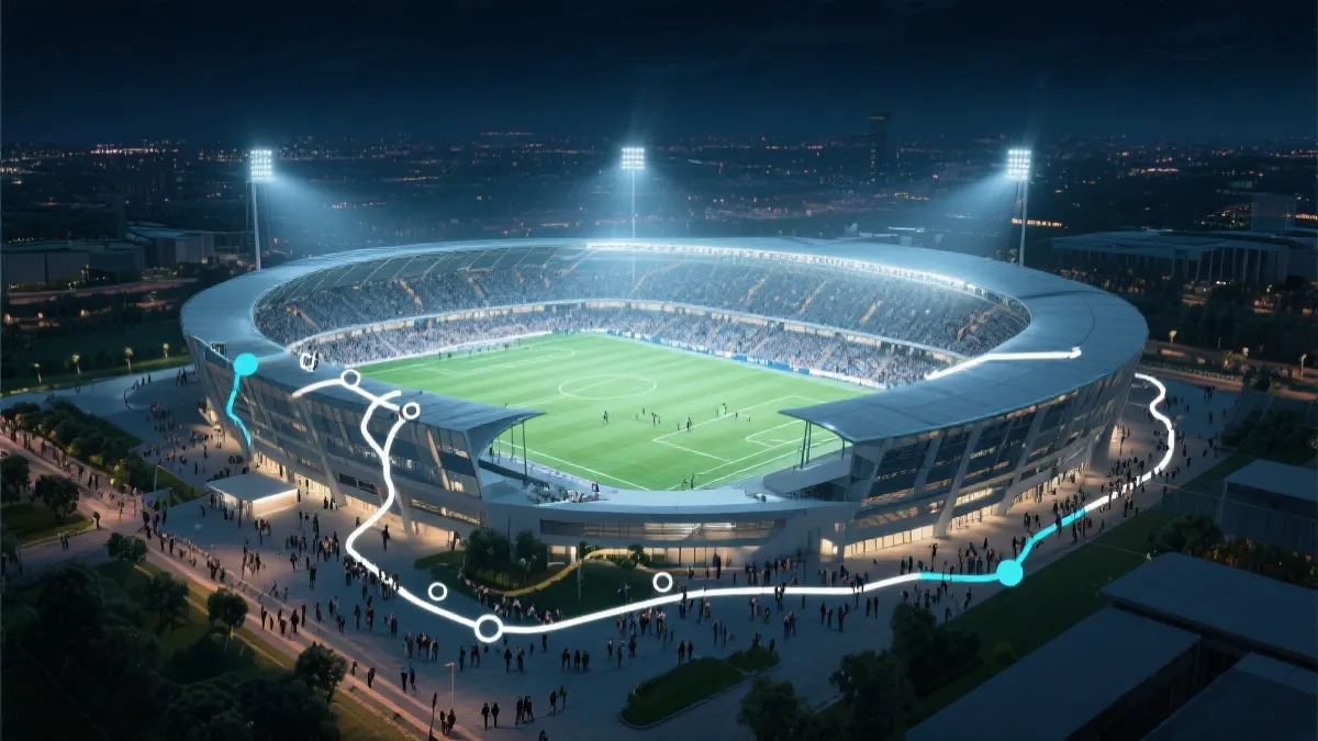 世界杯淘汰赛追赛路线规划：机场、球场与城市夜景的视觉概念